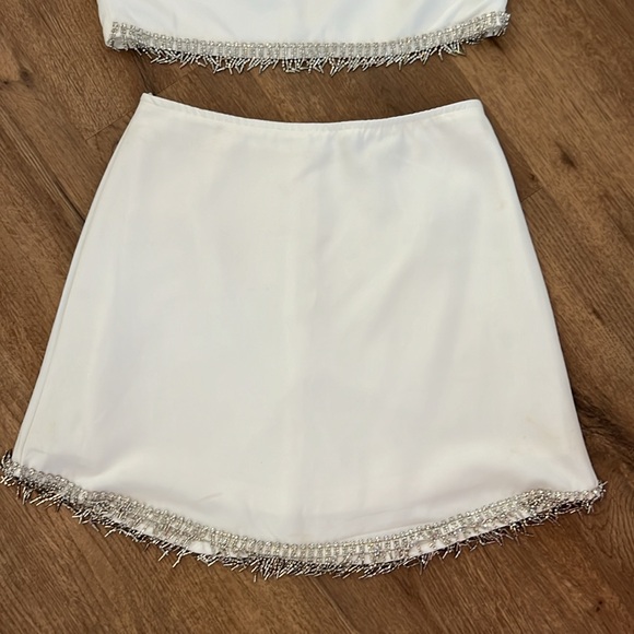 Lulu’s “Sparkle Hour” White 2pc Set With Rhinestones - Picture 3 of 5